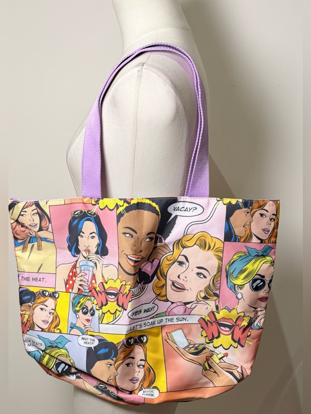 Estée Lauder Pop Art Comic Print Tote Bag Multicolor Purple
